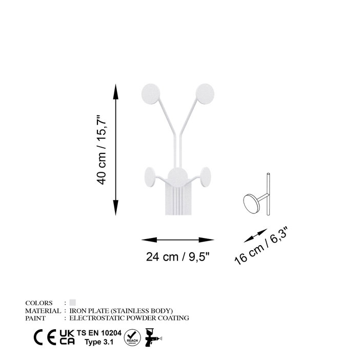 Wallity Giraffe-B Gancho de pared metálico Blanco